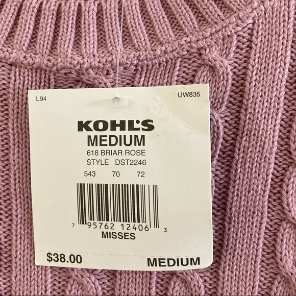 🌟 NWT Classic Cotton Crew Cable  Sweater Rose - Picture 3 of 5